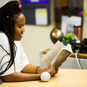 reading at desk