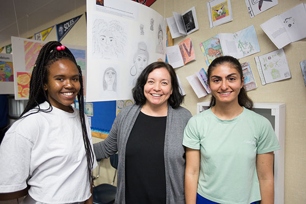 Teacher and two students